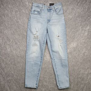 Levis Silvertab Mom Jeans Womens 27 Distressed 25.5" Inseam Light Wash Stretch‎